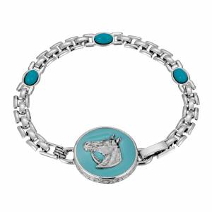 1928 Jewelry Turquoise Enamel Horse Head Bracelet