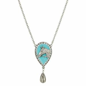 1928 Jewelry Turquoise Enamel Horse Head Necklace