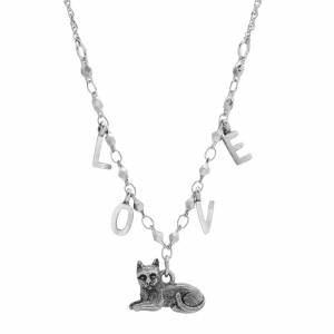 1928 Jewelry Cat Pendant LOVE Necklace