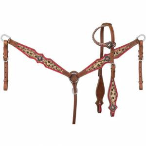 Silver Royal Hair-On Leopard Headstall and Breast Collar Set