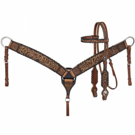 Silver Royal Sunflower and Black Lace Headstall and Breast Collar Set