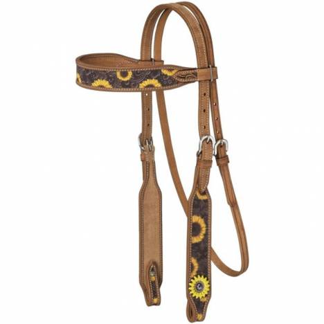 Silver Royal Sunflower Browband Headstall