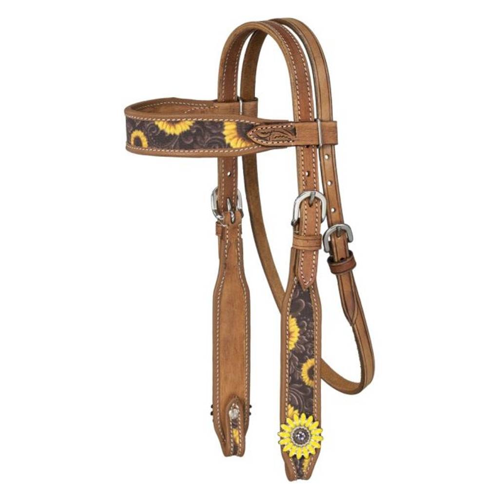 Silver Royal Sunflower Browband Headstall