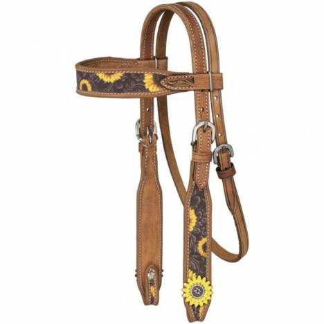 Silver Royal Sunflower Browband Headstall