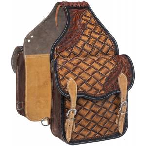 Tough-1 Basket and Leaf Tooled Saddle Bag