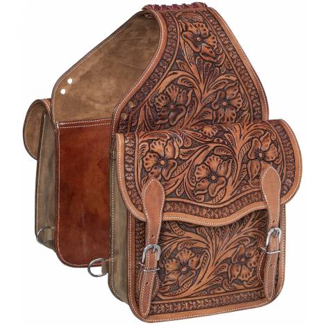 Tough-1 Floral Tooled Saddle Bag