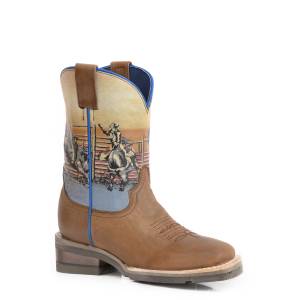 Roper Kids Rodeo Printed Design Geo Sole Leather Boots