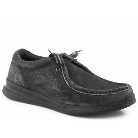 Roper Mens Black Suede Leather Chukka Shoes