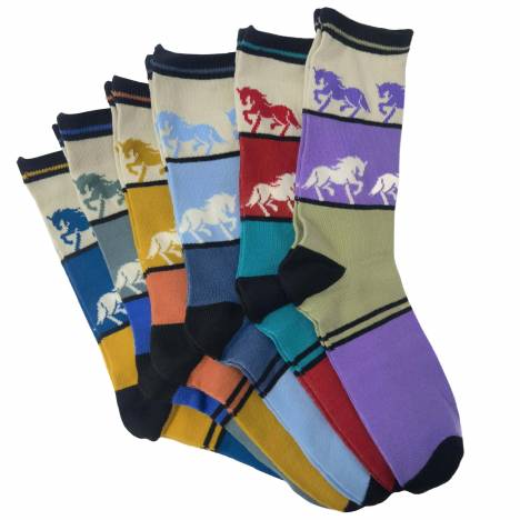 Kelley Ladies Bold Horse Crew Socks - 6-pack