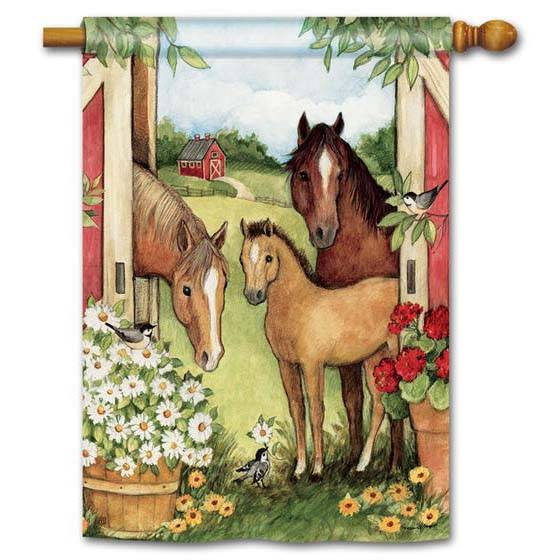 4-334544 Horse Family Standard Garden Flag sku 4-334544