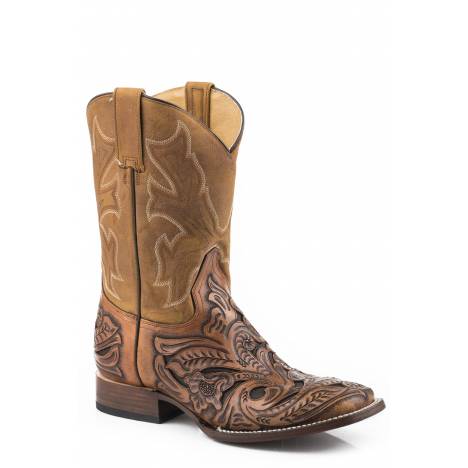 Stetson Mens New West Square Toe Leather Sole Boots