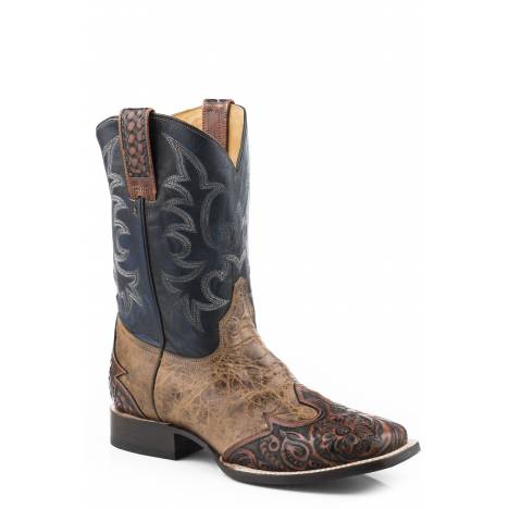 Stetson Mens Diego Square Toe Leather Sole Boots