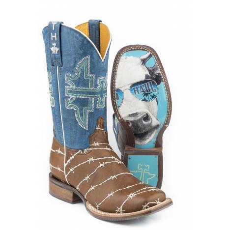 Tin Haul Ladies Square Toe Boots - Hands Off with Deja Moo Sole