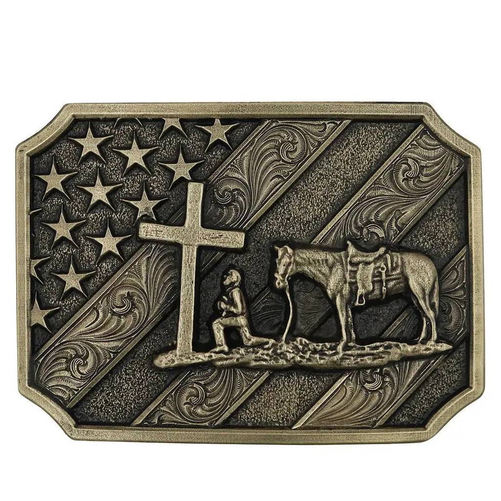 Montana Silversmiths Patriot Christian Cowboy Attitude Belt Buckle