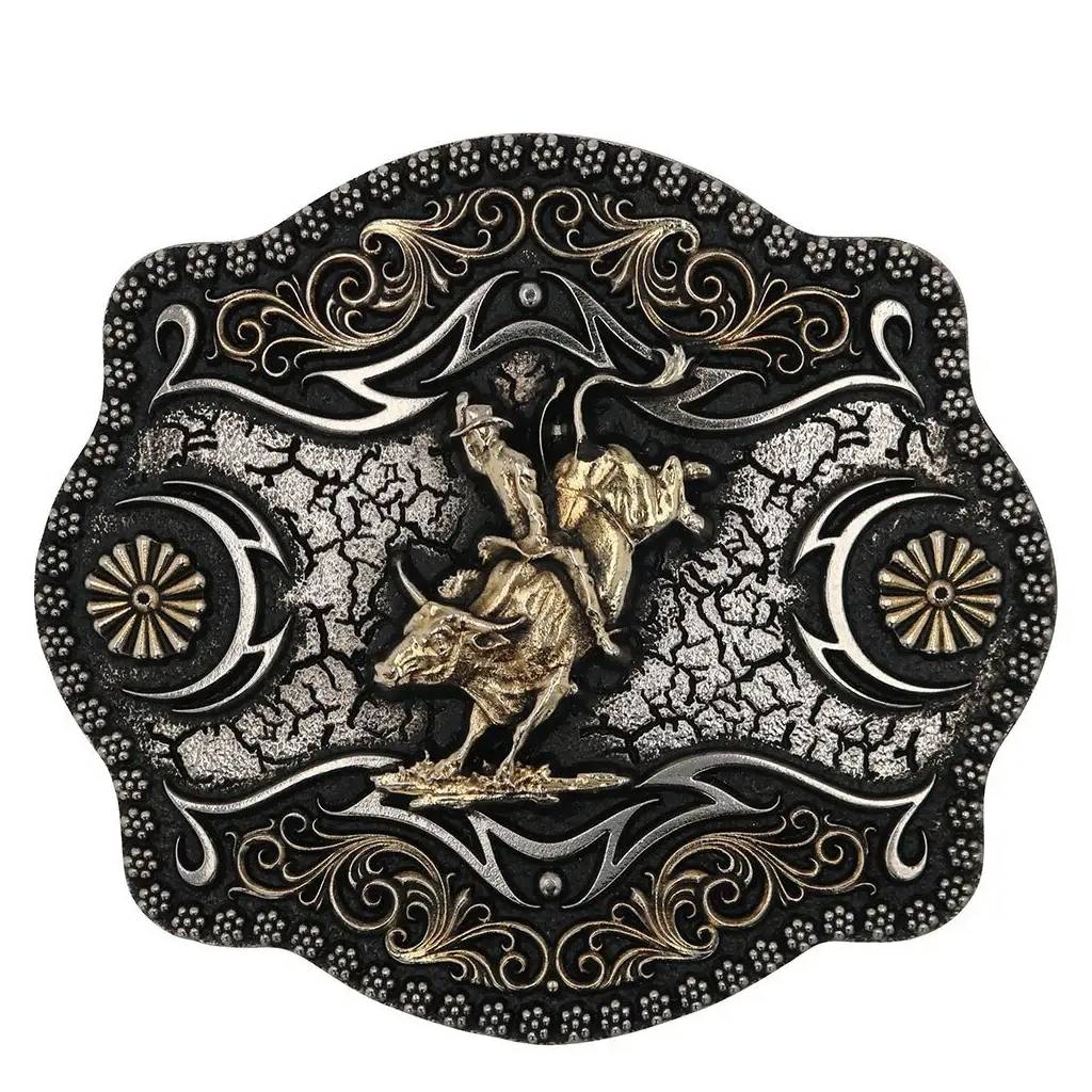 Montana Silversmiths A-Blaze Filigree Framed Bull Rider Attitude Belt Buckle