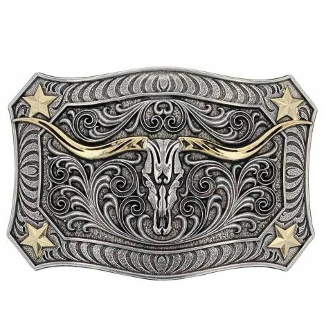 Montana Silversmiths Longhorn Crest Filigree Attitude Belt Buckle