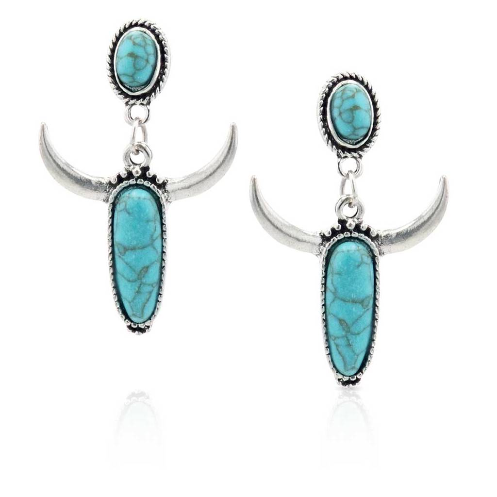 Montana Silversmiths Turquoise Steer Attitude Earrings