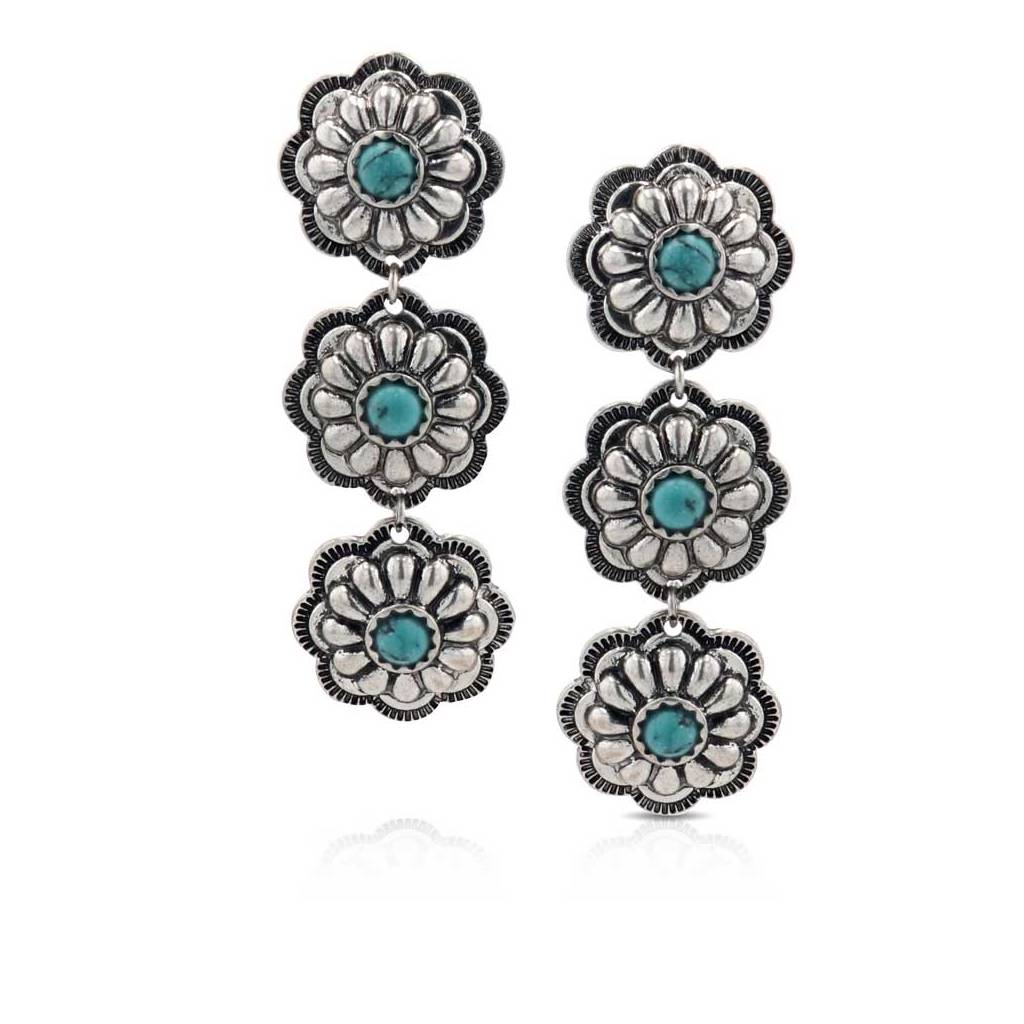 Montana Silversmiths Triple Bloom Conchos Turquoise Attitude Earrings