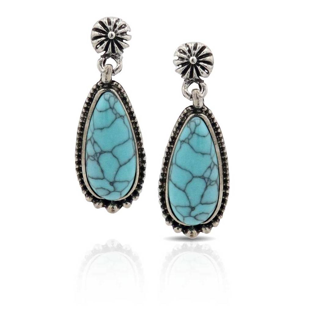 Montana Silversmiths Blue Aster Turquoise Teardrop Attitude Earrings