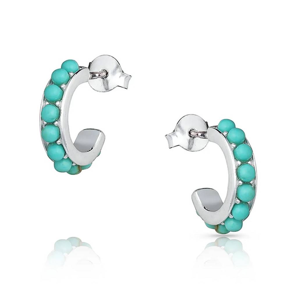 Montana Silversmiths Studded In Turquoise Mini Hoop Earrings