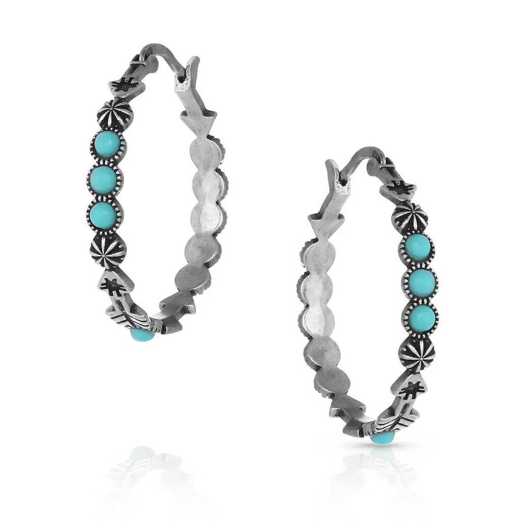 Montana Silversmiths Round N Round Turquoise Hoop Earrings