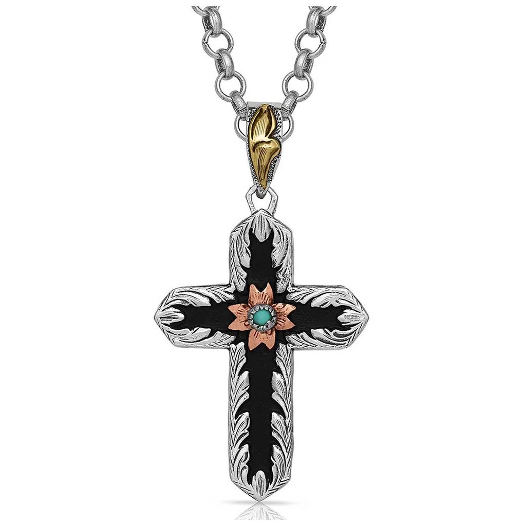 Montana Silversmiths Antiqued Two Tone Radiating Cross Necklace