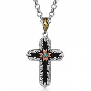 Montana Silversmiths Antiqued Two Tone Radiating Cross Necklace
