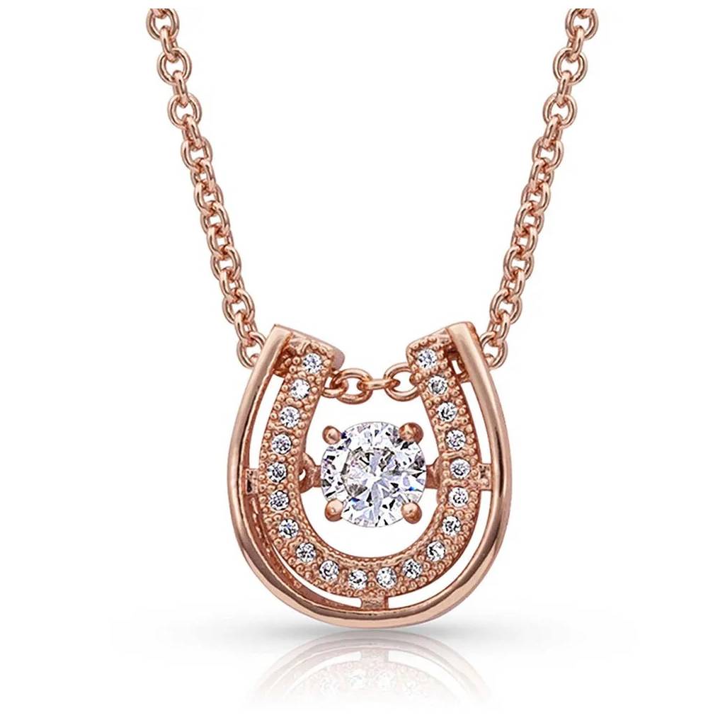 Montana Silversmiths Dancing with Luck Rose Gold Horseshoe Necklace