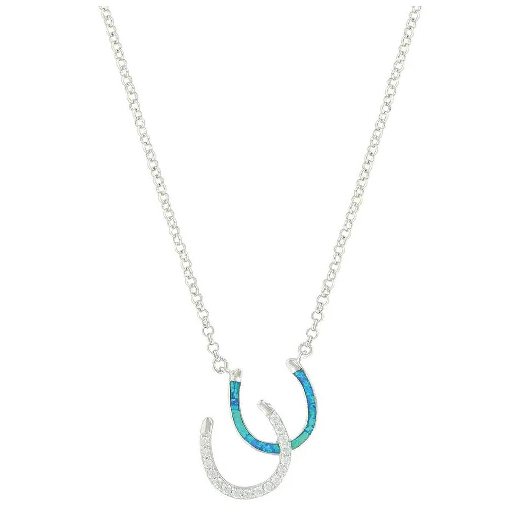 Montana Silversmiths River Lights Double Horseshoe Opal Necklace