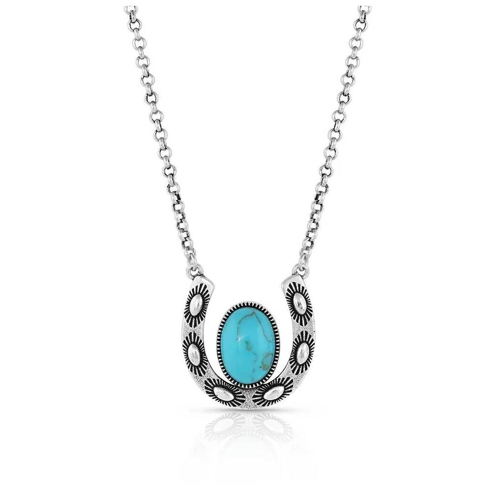 Montana Silversmiths Within Luck Turquoise Horseshoe Necklace