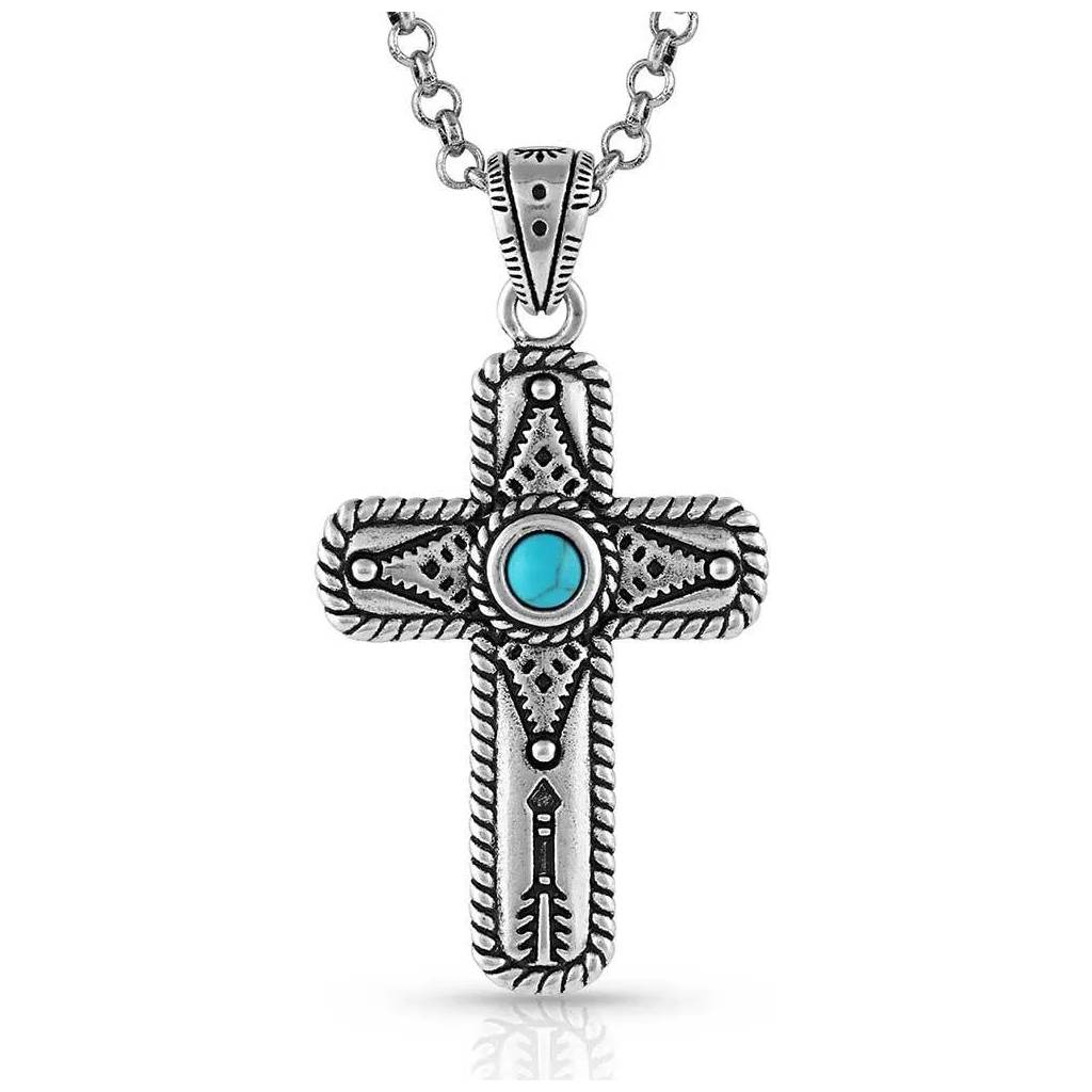 Montana Silversmiths Faith on Point Turquoise Cross Necklace