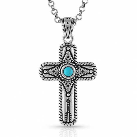 Montana Silversmiths Faith on Point Turquoise Cross Necklace