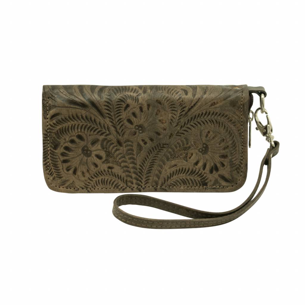 American West Ladies Zip-Around Wallet with Wrist Strap