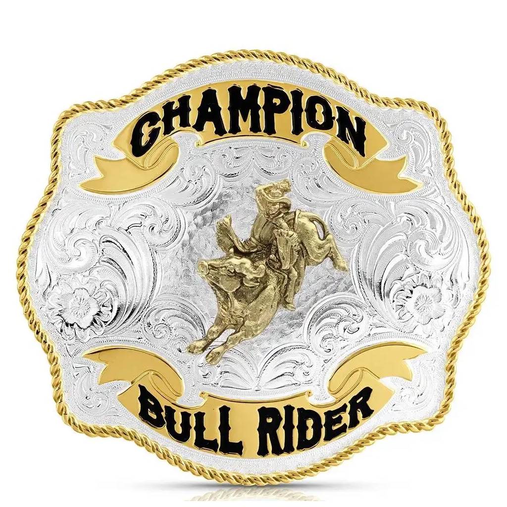 Montana Silversmiths Scalloped Champion Bullriding Belt Buckle