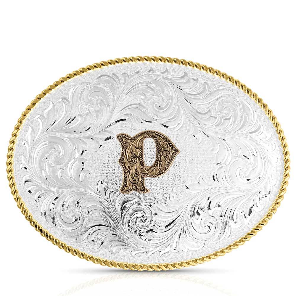 Classic Western Two-Tone Initial Belt Buckle