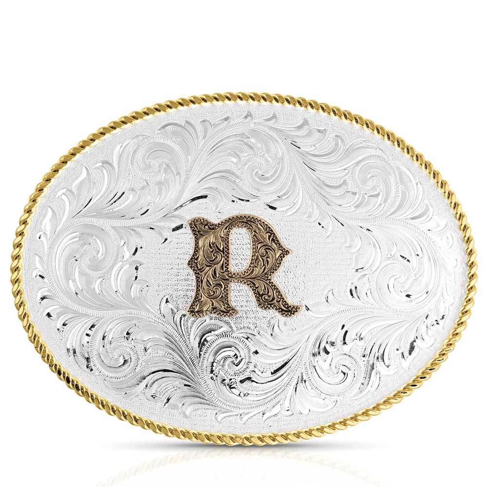 Classic Western Two-Tone Initial Belt Buckle