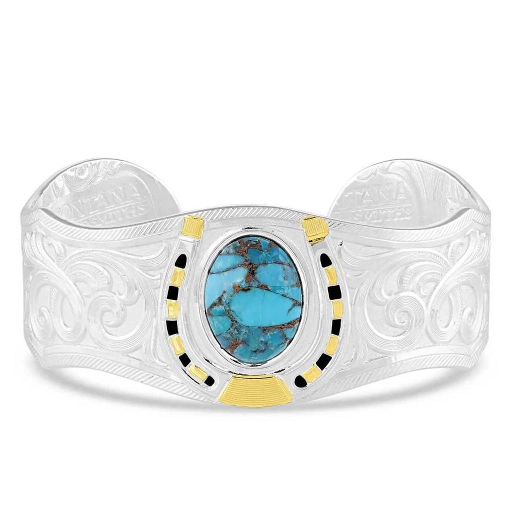 Montana Silversmiths Set In Stone Gold & Turquoise Cuff Bracelet