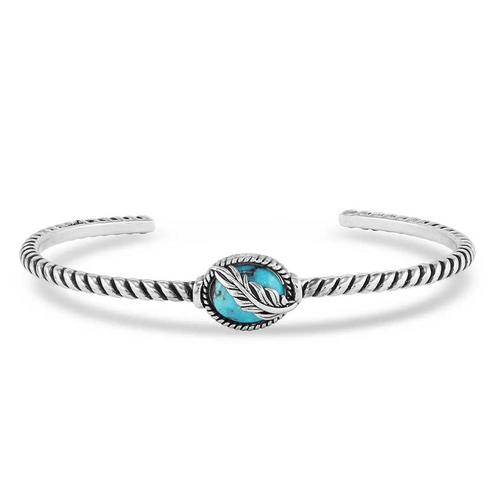 Montana Silversmiths Worlds Feather Turquoise Cuff Bracelet