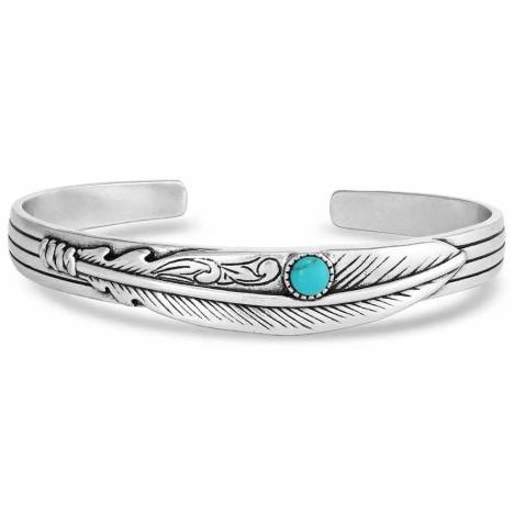 Montana Silversmiths Solo Flight Turquoise Feather Cuff Bracelet