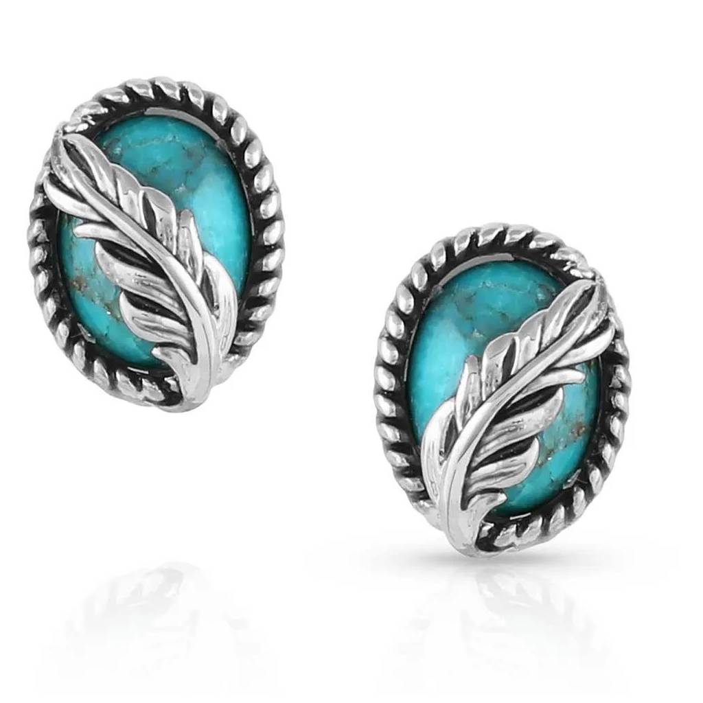 Montana Silversmiths Worlds Feather Turquoise Post Earrings