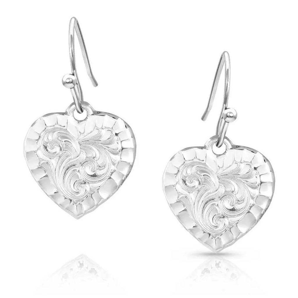 Montana Silversmiths Chiseled Heart Earrings