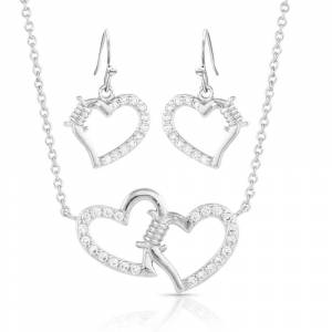 Montana Silversmiths Victory in Love Crystal Barbed Wire Jewelry Set