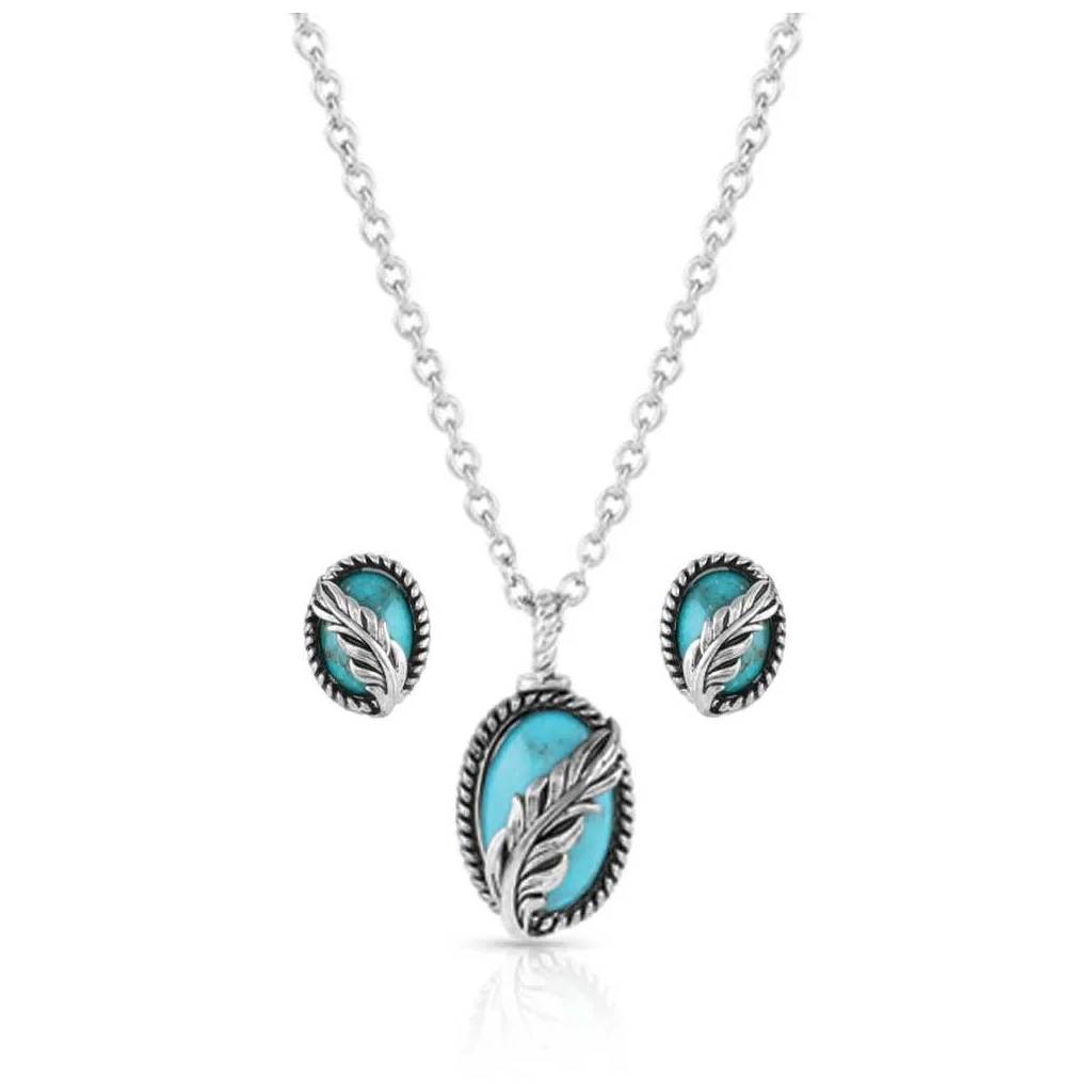 Montana Silversmiths Worlds Feather Turquoise Jewelry Set