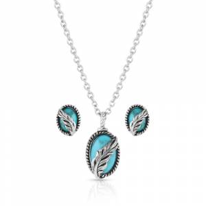 Montana Silversmiths Worlds Feather Turquoise Jewelry Set