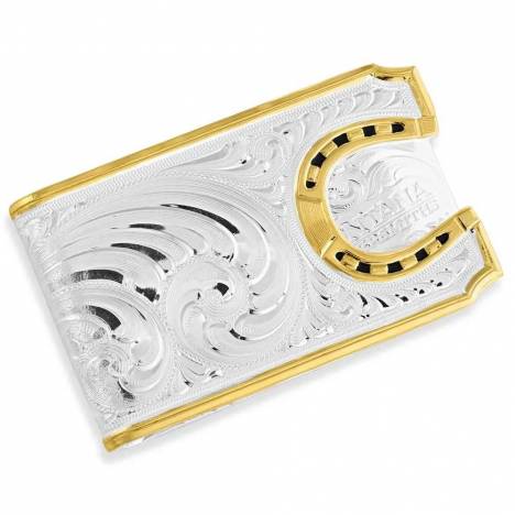 Montana Silversmiths Two-Tone Carved Horseshoe Money Clip