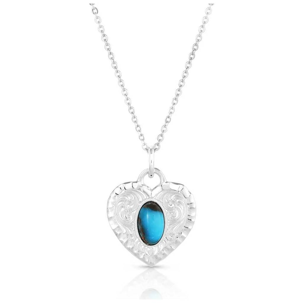 Montana Silversmiths Chiseled Heart Turquoise Necklace