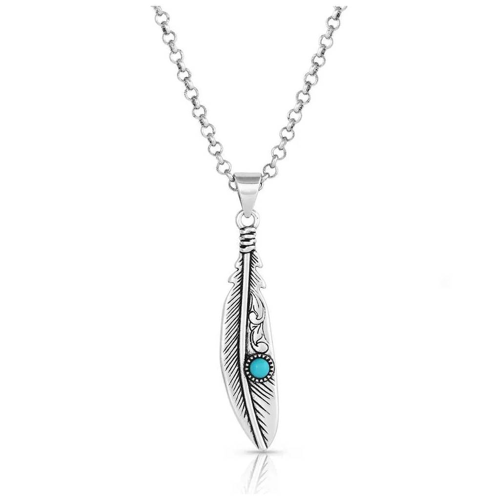 Montana Silversmiths Solo Flight Turquoise Feather Necklace