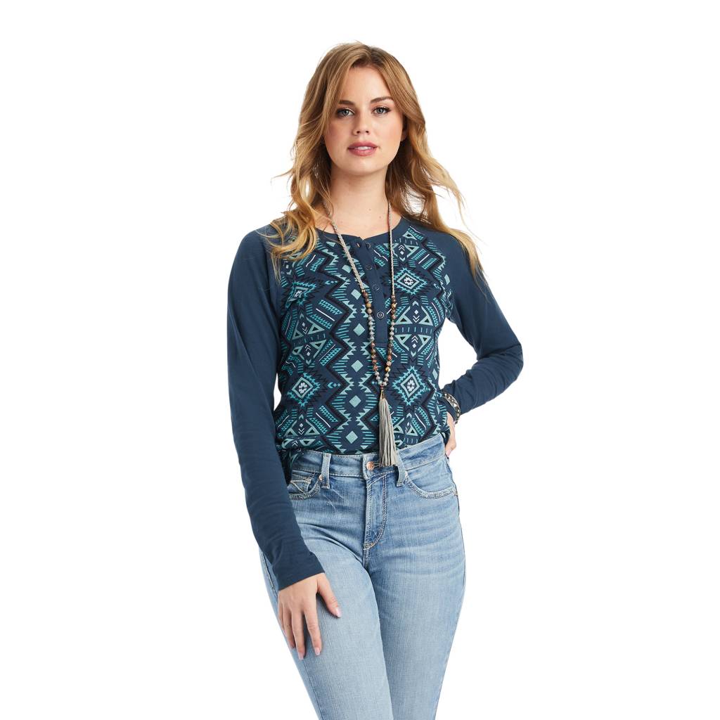 Ariat Ladies REAL Printed Henley Shirt