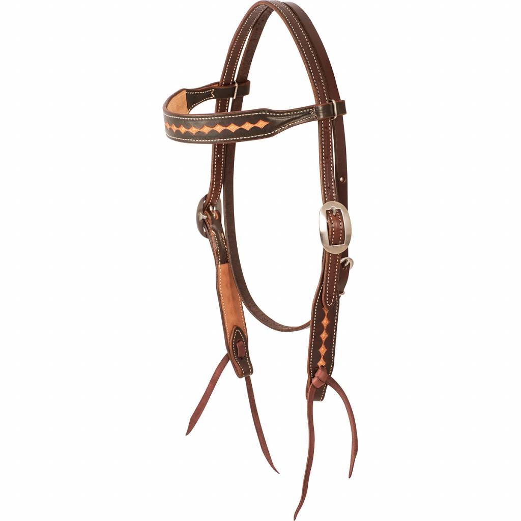 Martin Saddlery Browband Headstall with Dark Framed Diamond Tooling