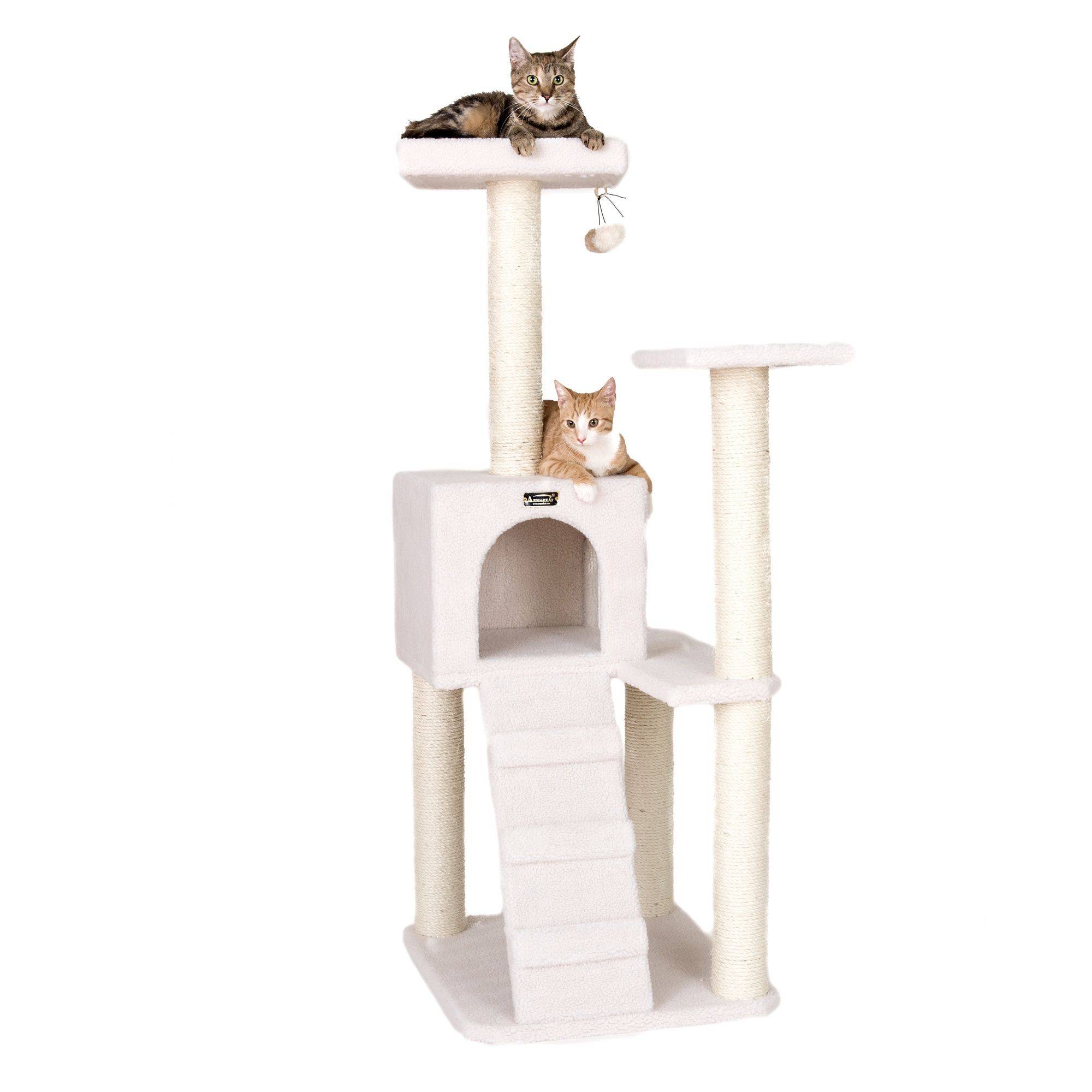 Armarkat Classic Real Wood Cat Tree 53in Ivory